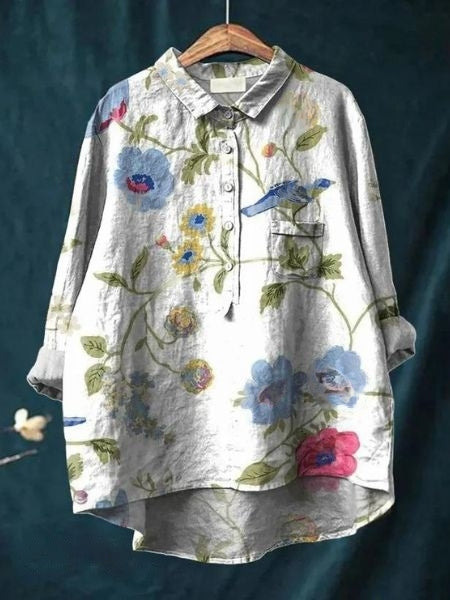 Audrey | Womens Floral Button Up Long Sleeve Shirt