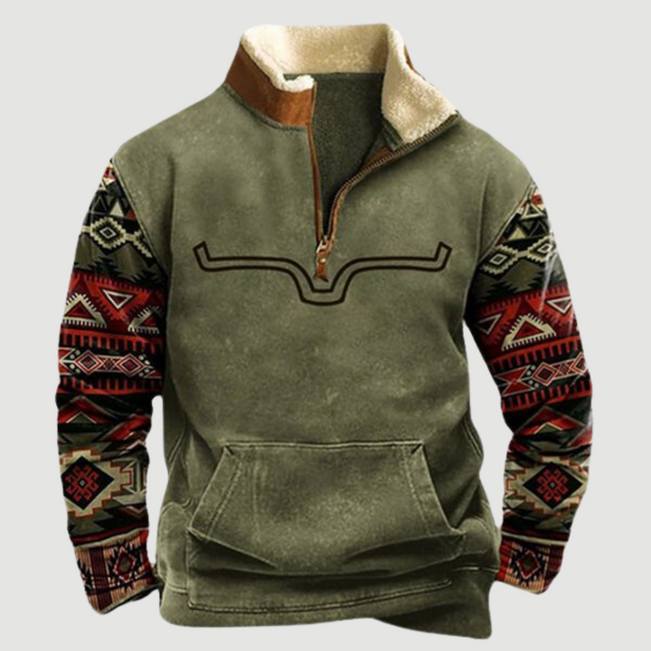 Kjeld | Cozy Moose Print Half-Zip Sweater