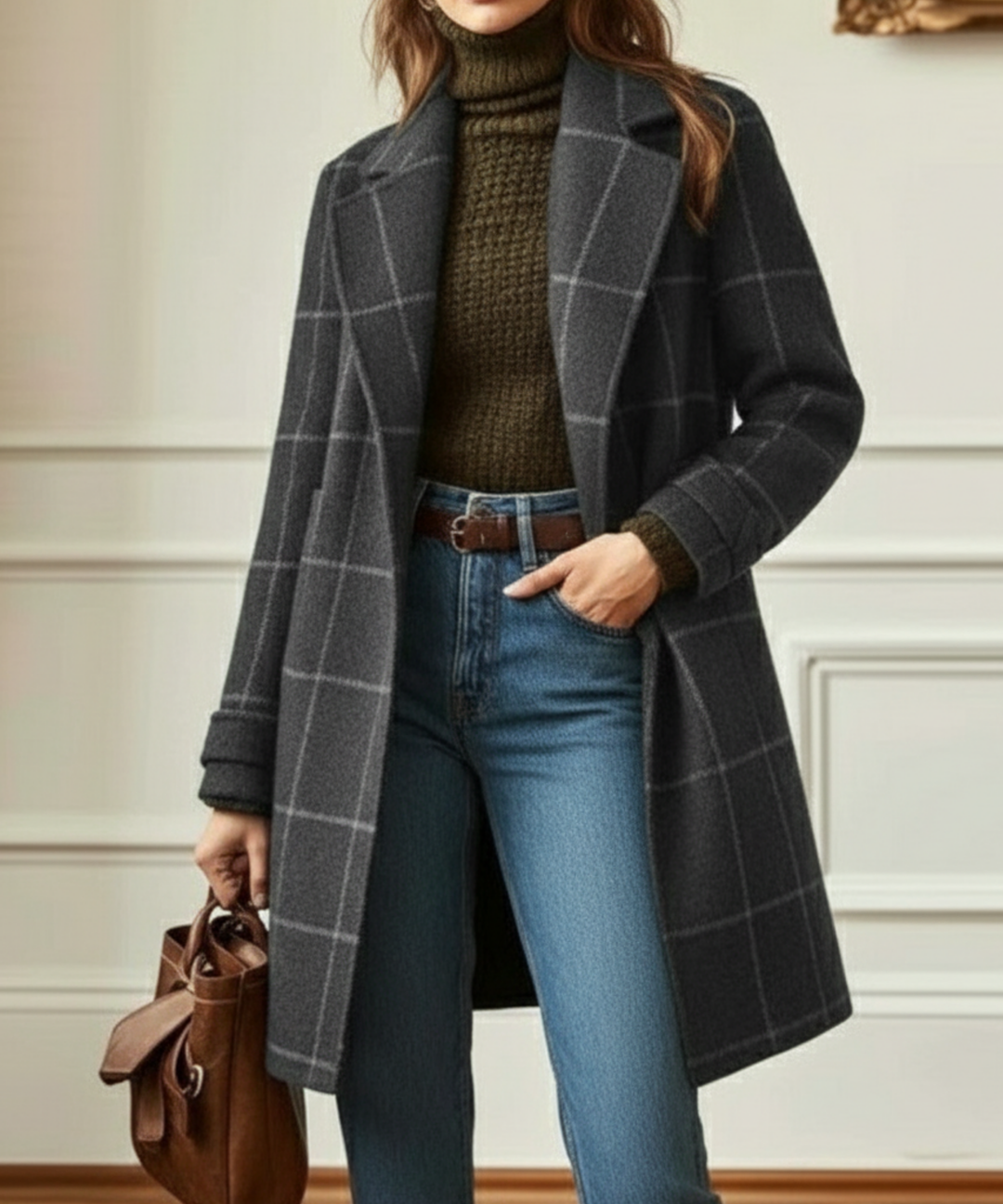 Faith | Women’s Check Pattern Long Coat