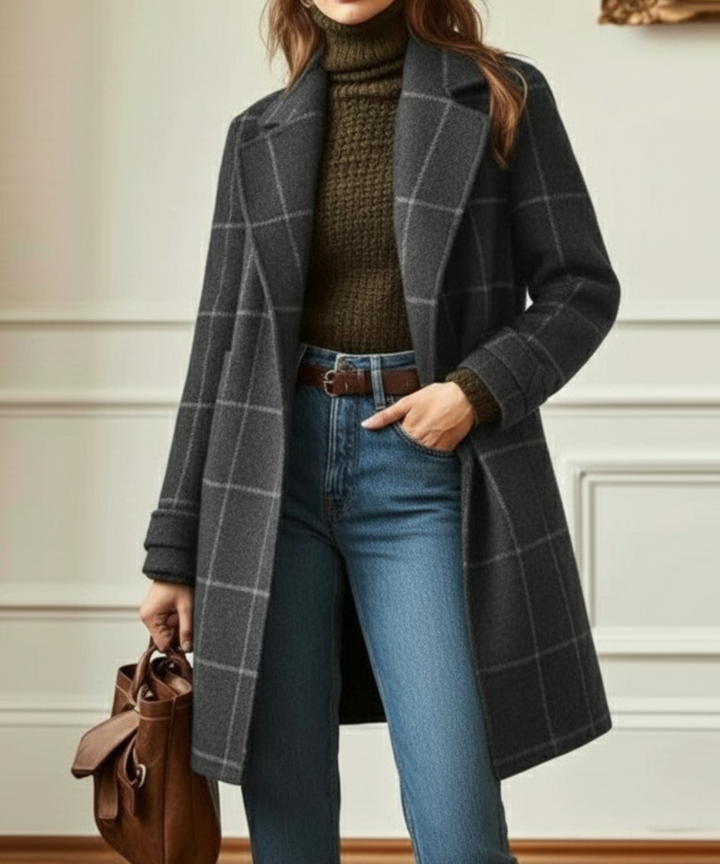 Faith | Women’s Check Pattern Long Coat
