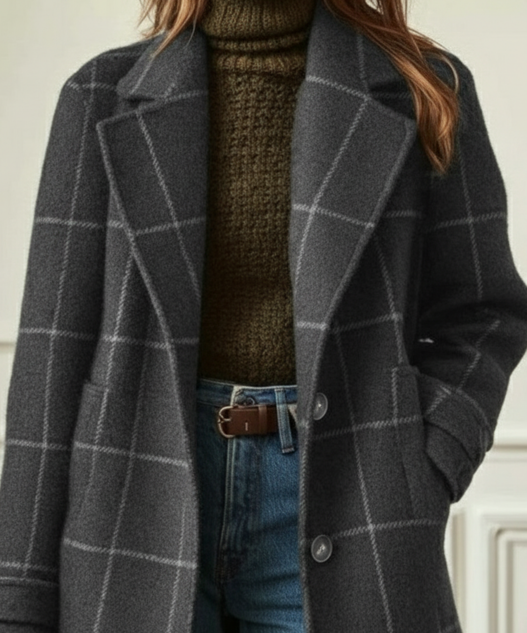 Faith | Women’s Check Pattern Long Coat