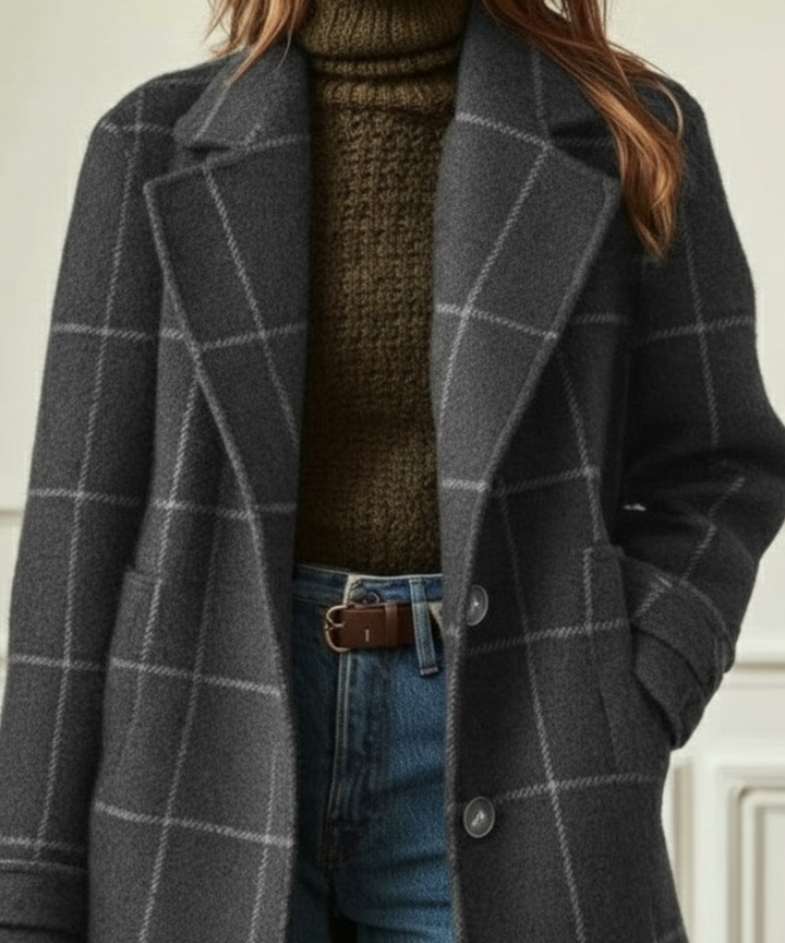 Faith | Women’s Check Pattern Long Coat