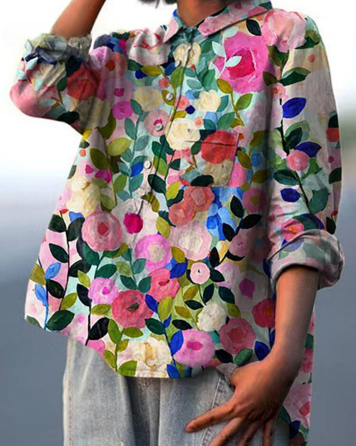 Audrey | Womens Floral Button Up Long Sleeve Shirt