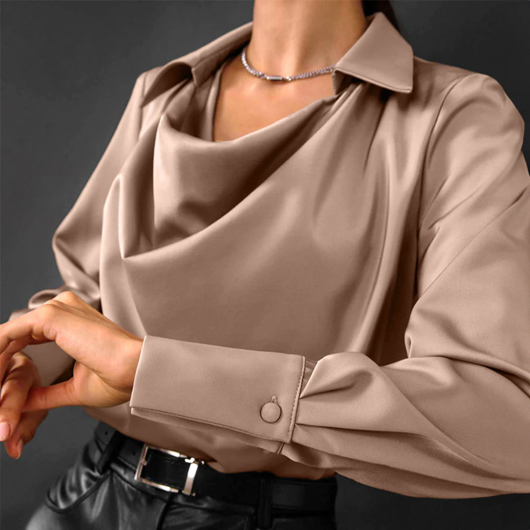 Yasmin | Sophisticated Satin Cowl Neck Blouse