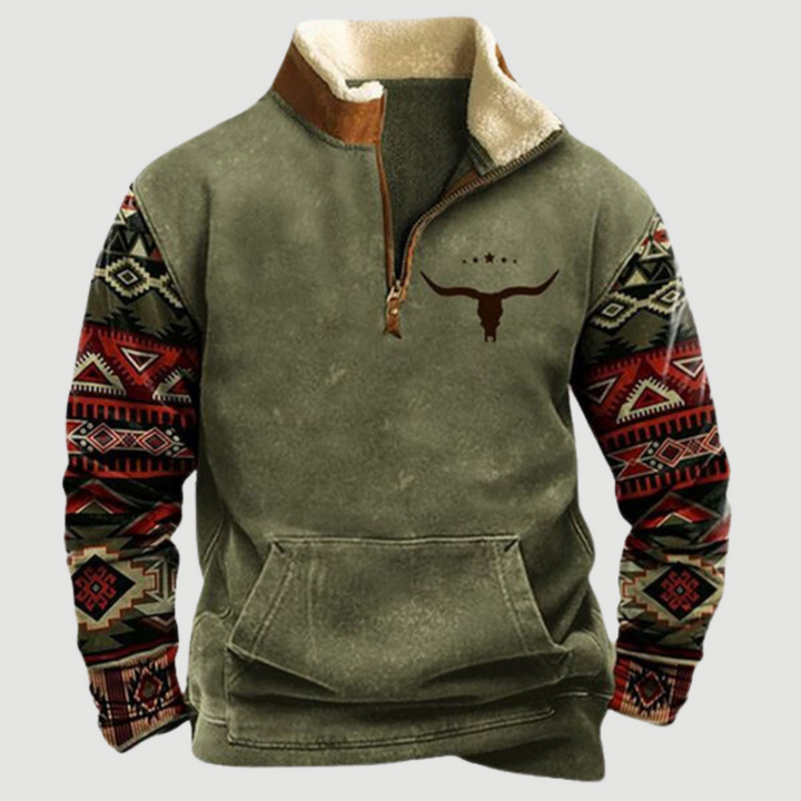 Kjeld | Cozy Moose Print Half-Zip Sweater