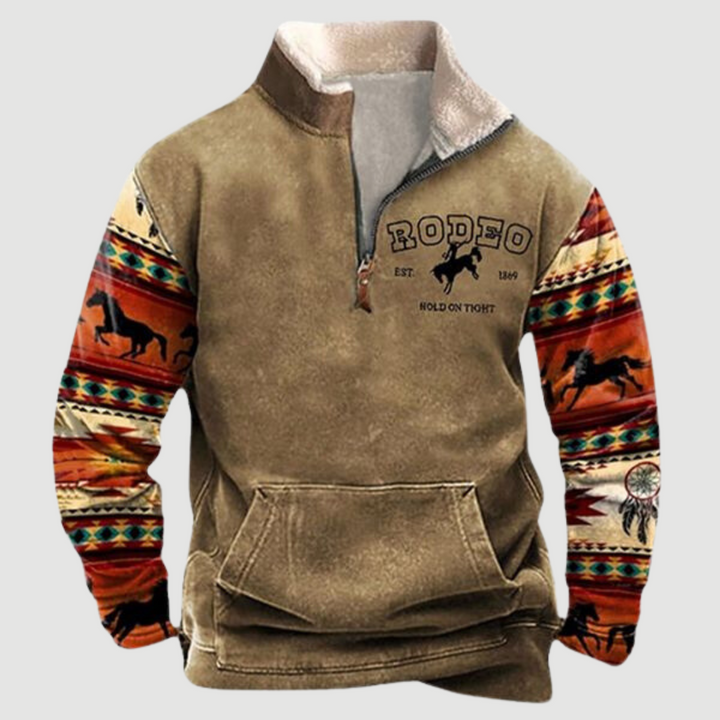Kjeld | Cozy Moose Print Half-Zip Sweater
