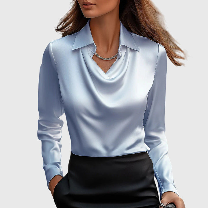 Chloe | Women’s Long Sleeve Draped Collar Blouse