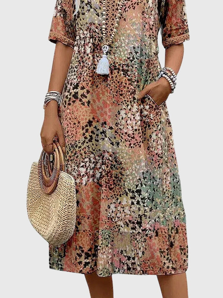 Hannah | Women’s Elegant Floral Print V Neck Midi Dress