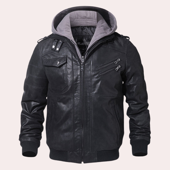 Morten | Vintage Leather Hoodie Jacket