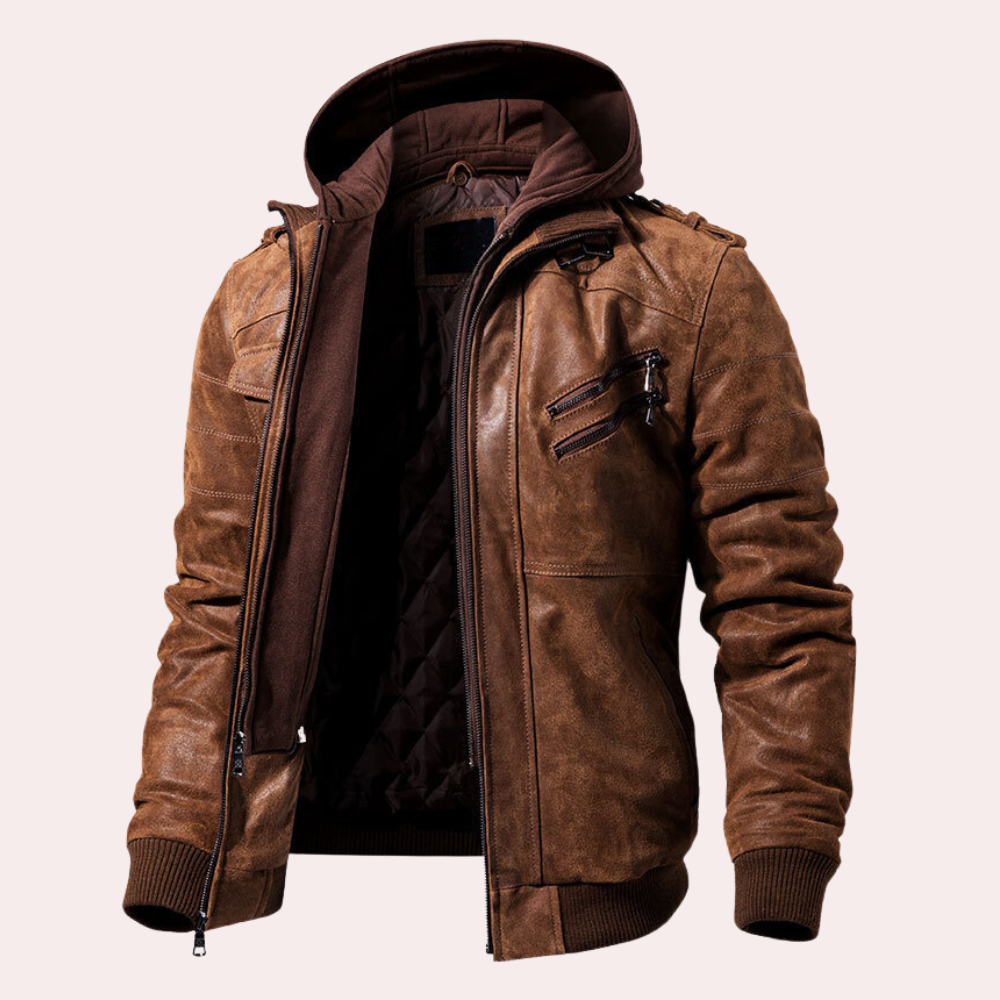 Morten | Vintage Leather Hoodie Jacket