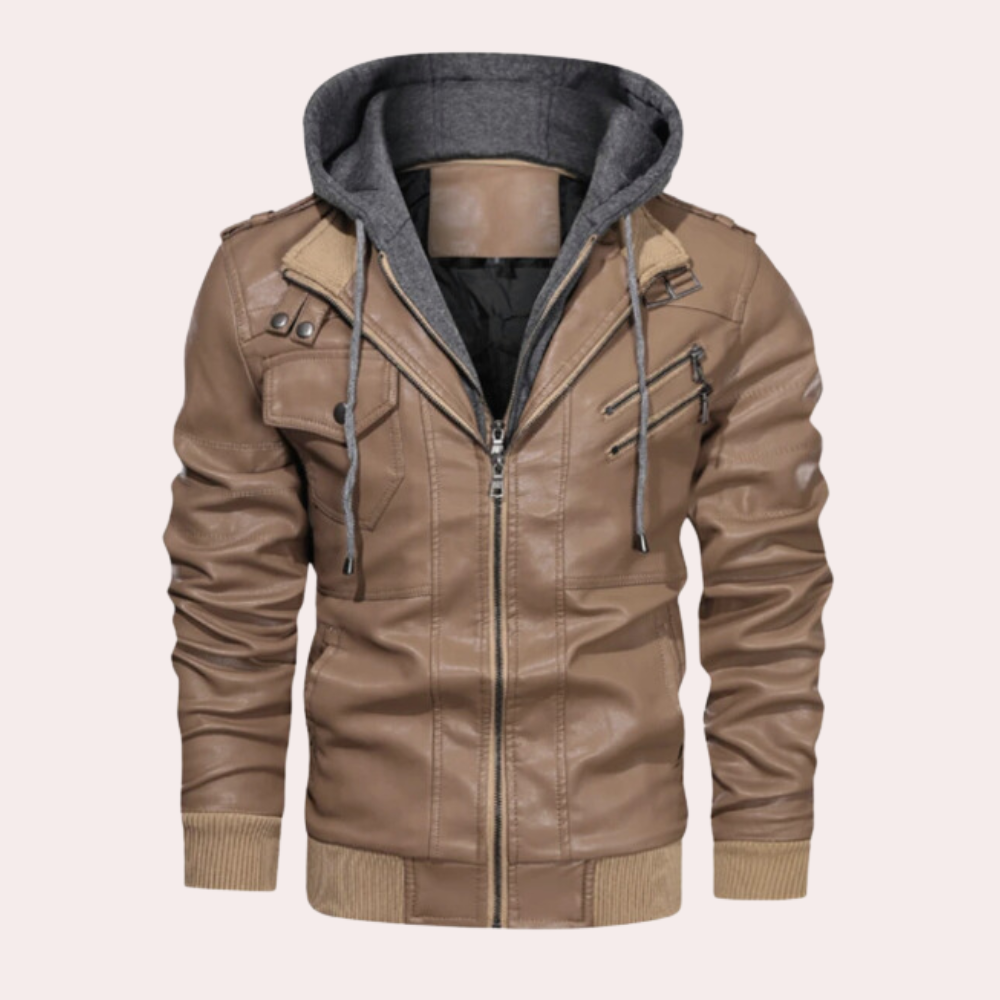 Morten | Vintage Leather Hoodie Jacket