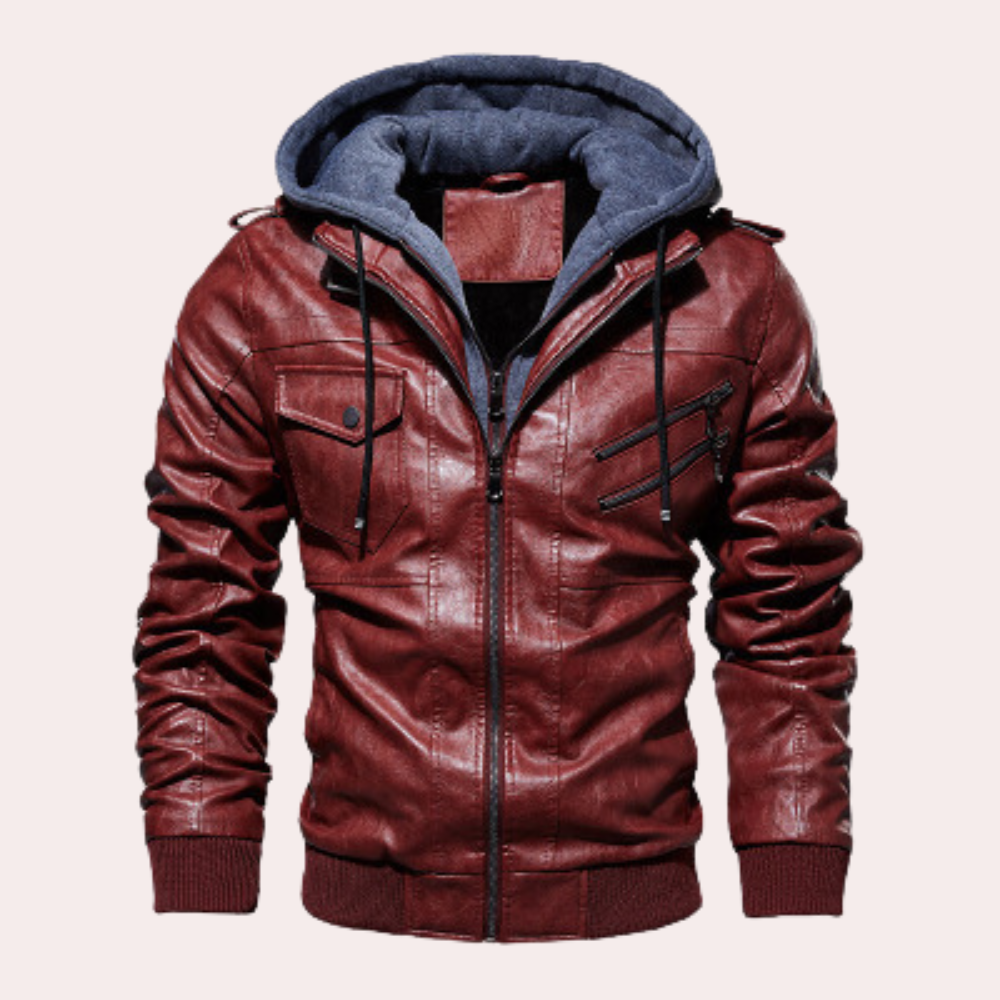 Morten | Vintage Leather Hoodie Jacket