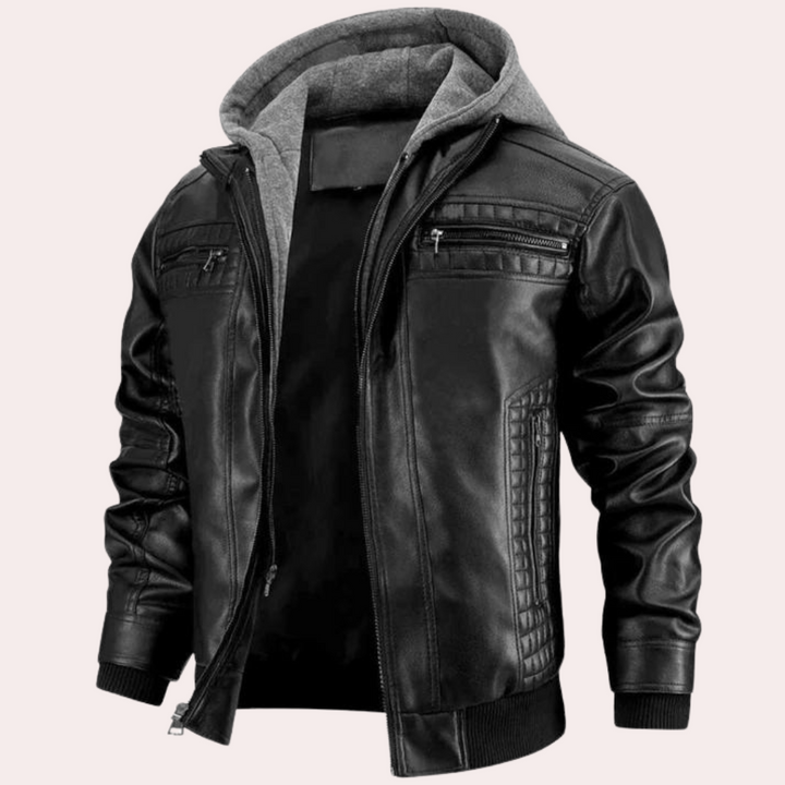 Mathias | Leather Hoodie Jacket