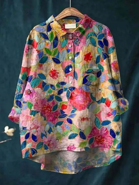 Audrey | Womens Floral Button Up Long Sleeve Shirt