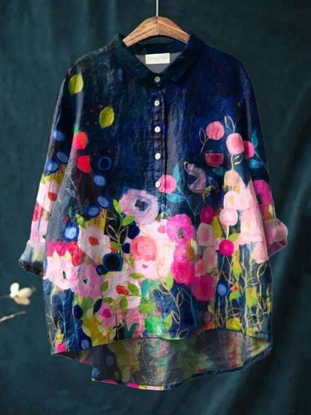 Audrey | Womens Floral Button Up Long Sleeve Shirt