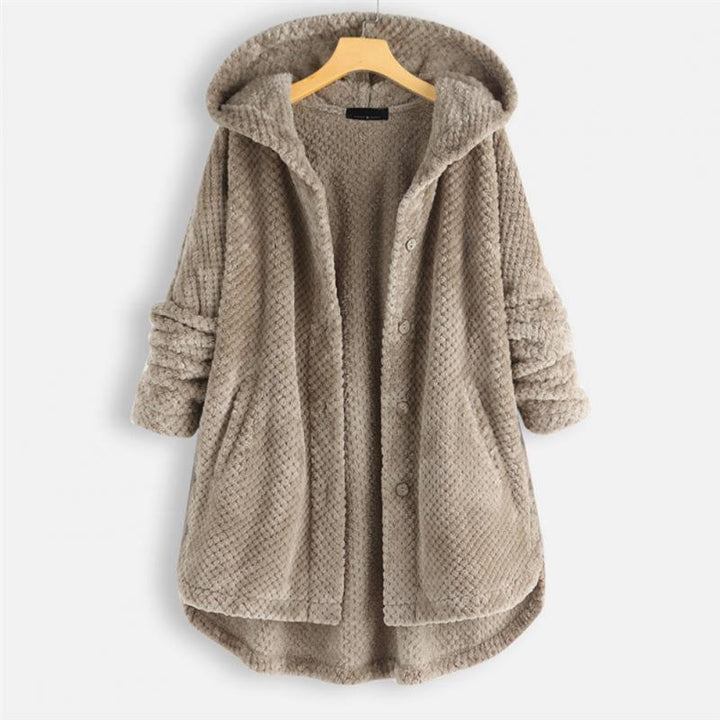 Daisy | Stylish Cozy Hooded Button-Up Coat