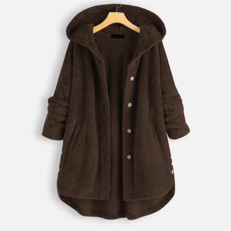 Daisy | Stylish Cozy Hooded Button-Up Coat