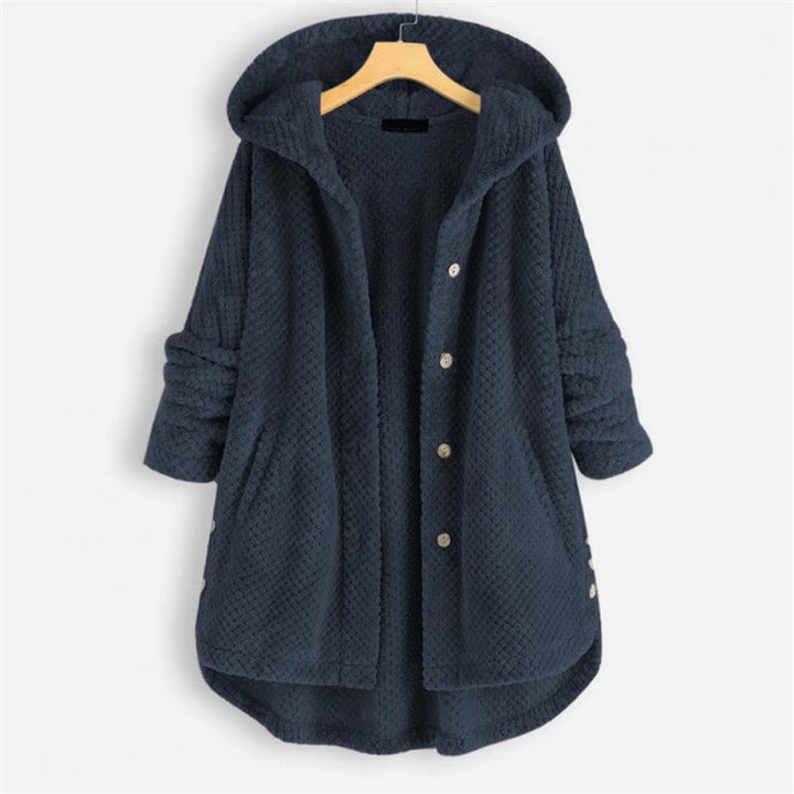 Daisy | Stylish Cozy Hooded Button-Up Coat