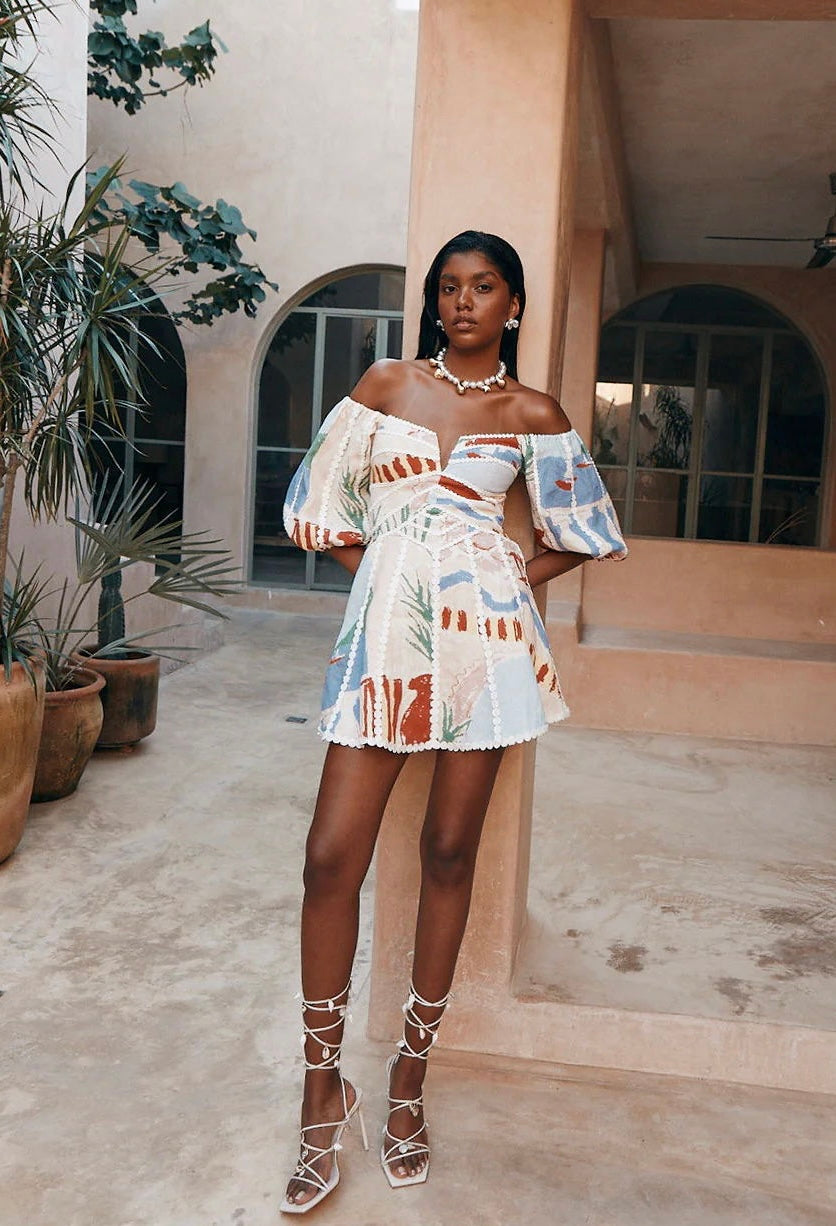 Melanie | Stylish Off-Shoulder Print Dress