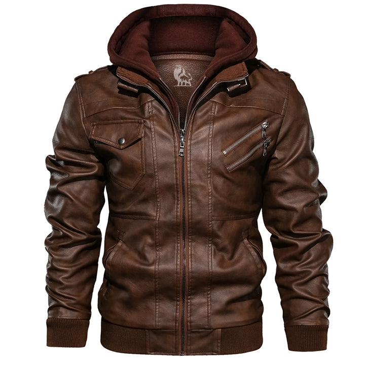 Mikkel | Leather Hoodie Jacket