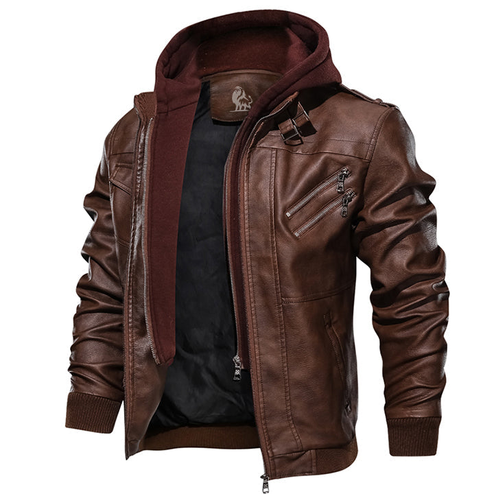 Mikkel | Leather Hoodie Jacket