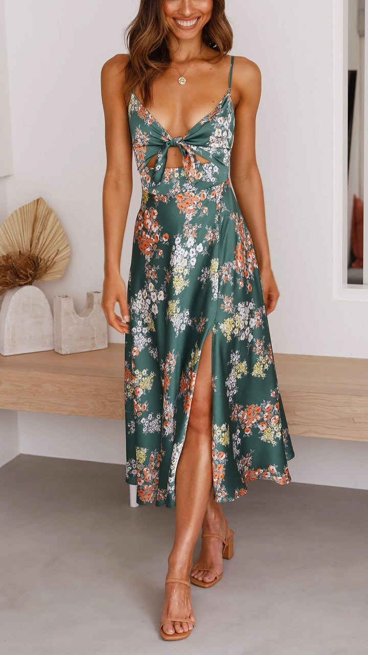 Eleanor | Floral Tie-Front Maxi Dress
