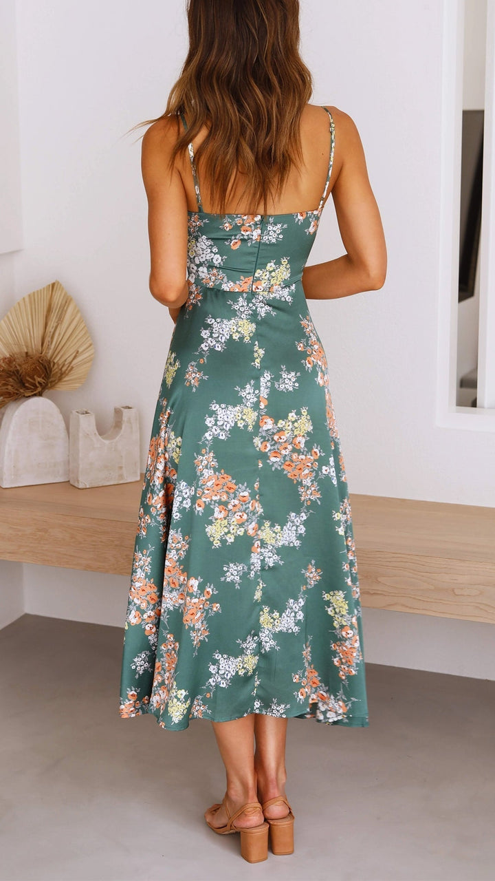 Eleanor | Floral Tie-Front Maxi Dress
