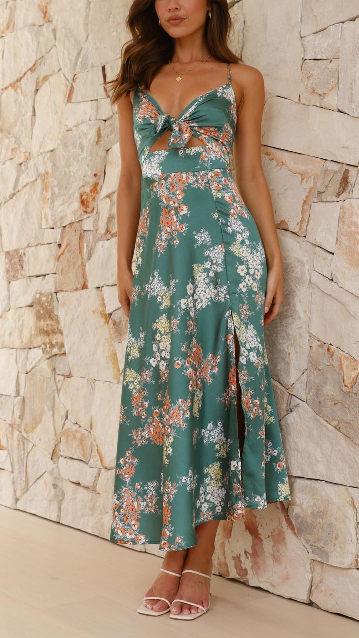 Eleanor | Floral Tie-Front Maxi Dress