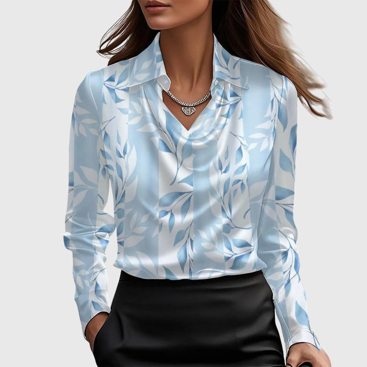 Chloe | Women’s Long Sleeve Draped Collar Blouse
