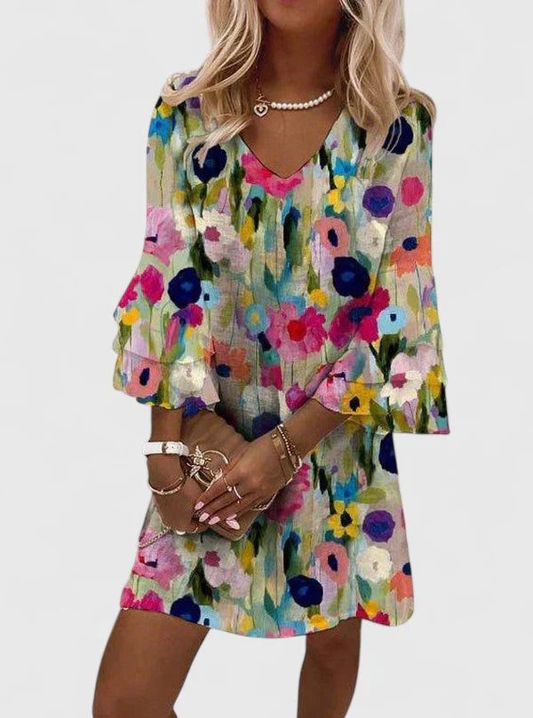 Grace | Women’s Elegant Floral V-Neck Mini Dress