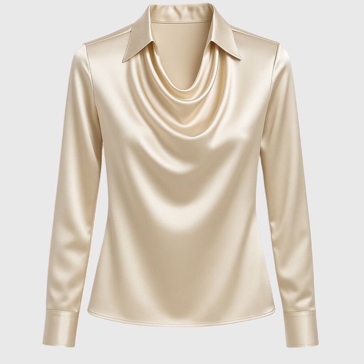 Chloe | Women’s Long Sleeve Draped Collar Blouse