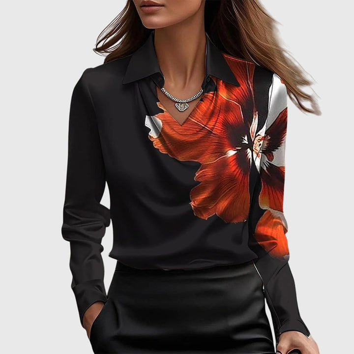 Chloe | Women’s Long Sleeve Draped Collar Blouse