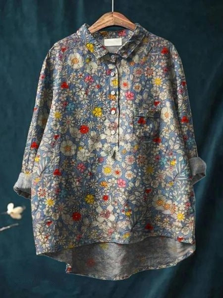 Audrey | Womens Floral Button Up Long Sleeve Shirt