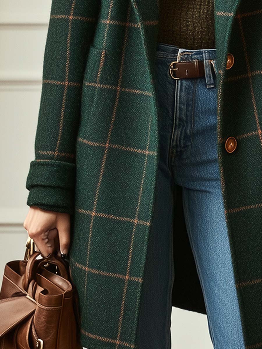 Faith | Women’s Check Pattern Long Coat